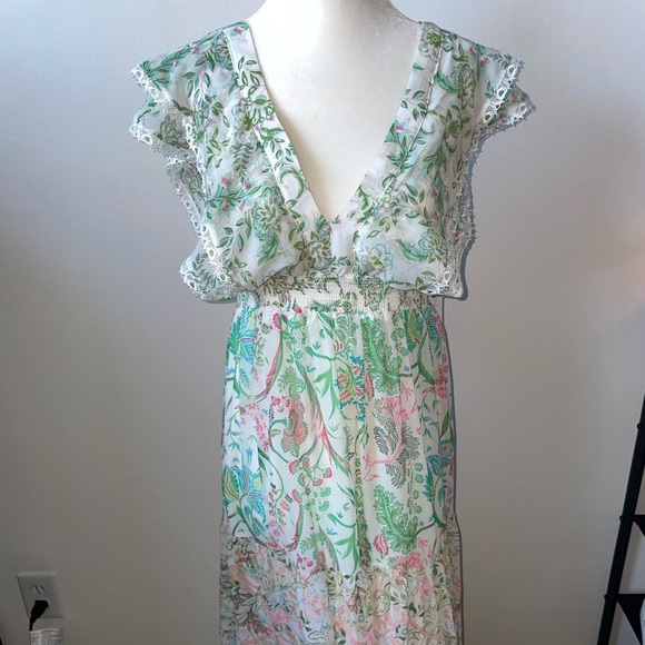 NWOT House Of Harlow 1960 Deep V Floral Print Flowy Boho Maxi Dress Size S - Picture 5 of 14